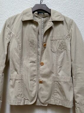J.Crew Khaki Cotton Chore Jacket XS Utility Button Front Lightweight